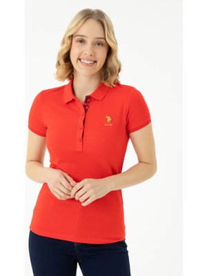U.S. Polo Assn. Kadın Kırmızı Basic Polo Yaka Tişört 50262694-VR030