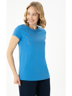 U.S. Polo Assn. Kadın Saks Tişört Basic 50262670-VR045