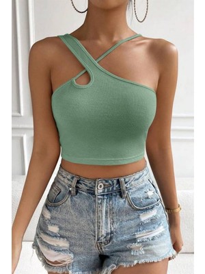 Yeni Nesil Toptancı - YNT Ynt Yesil Boyundan Çapraz Askili Crop BN6570Y