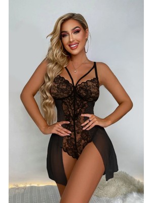 Bella Notte -     siyah Özel Bölgesi Açik Babydoll Gecelik 15035