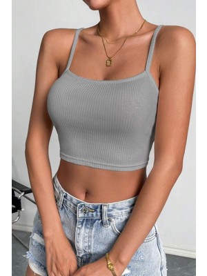 Yeni Nesil Toptancı - YNT Ynt Gri Ip Askili Crop BN6571G