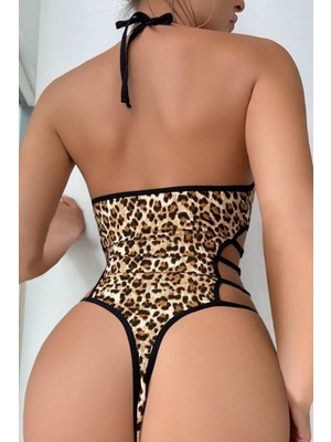 Bella Notte Leopar Desenli Tasarim Gecelik 15069