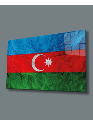 Gamze Store Azerbaycan Bayrağı Cam Tablo Azerbaijan Flag Dekorasyon Hediyelik Büyük Tablo