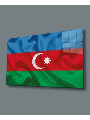 Gamze Store Azerbaycan Bayrağı Cam Tablo Azerbaijan Flag Dekorasyon Hediyelik Büyük Tablo