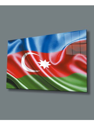 Gamze Store Azerbaycan Bayrağı Cam Tablo Azerbaijan Flag Dekorasyon Hediyelik Büyük Tablo