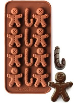 Tinky Winky Gingerman Yılbaşı Temalı Ginger Adam Şeker Hamuru Sabun Mum Kokulu Taş Pasta Çikolata Kalıbı