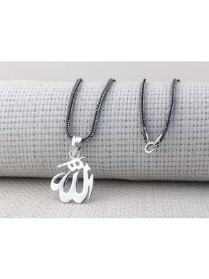 Takıhan Allah Yazılı Küçük Boy Parlak 925 Ayar Gümüş Kolye
