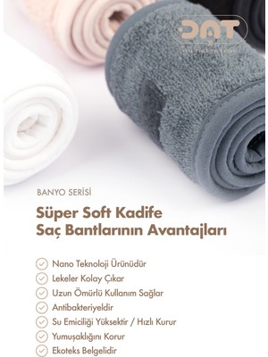 Dat35 4lü Havlu Saç Bandı Seti Cırt Bantlı Süper Soft Kadife Sporcu Spor Spa Yoga Makyaj Saç Kafa Bandı