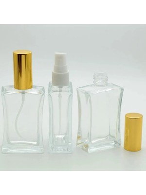 JUNİBELİW 10 Adet Çok Amaçlı Cam Yeniden Doldurulabilir Sprey Kolonya Parfüm Şişesi Gold Kapak 10X50 ml