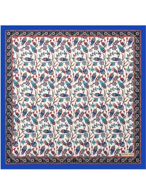 Bursa İpek Saks Lale Desen Ipeksi Mendil