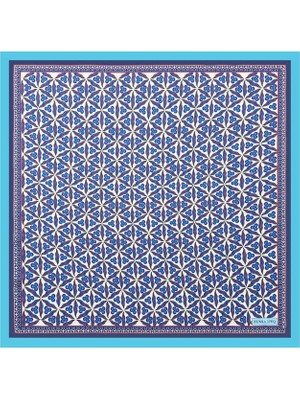 Bursa İpek Turkuaz Çintemani Desen Ipeksi Mendil