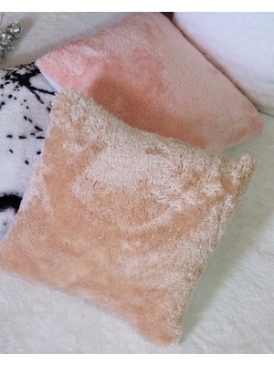 Savana Peluş Kırlent Kılıfı Fermuarlı Sırt Kısmı Krep Kumaş