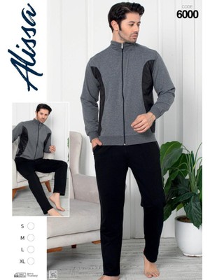 Alissa Erkek Fermuarlı Pamuklu Düz Paça Eşofman Takımı