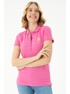 U.S. Polo Assn. Kadın Pembe Basic Polo Yaka Tişört 50262700-VR041