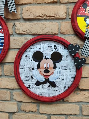 İkona Sanat Ahşap Mickey Mouse 4'Lü Pano