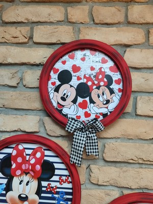 İkona Sanat Ahşap Mickey Mouse 4'Lü Pano