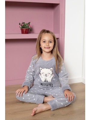 Kapidex Kapitex Kız Çocuk Polar Pijama Takım 4962 Gri