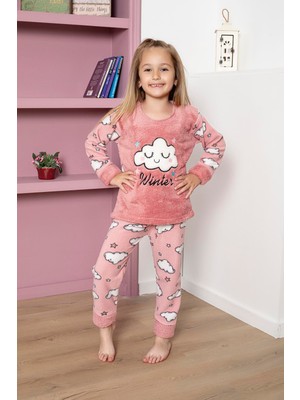 Kapidex Kız Çocuk Polar Pijama Takım 4971 Gül Kurusu