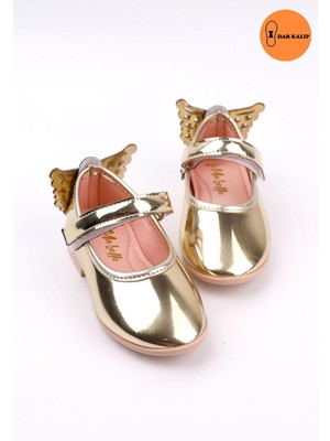 Le Mabelle Kız Çocuk Ayakkabı Altın Topuklu Kelebekli Şık Tasarım Dar Kalıp