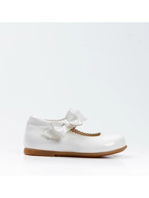 Paqpa Doria Kız Bebek Soft Tabanlı Beyaz Rugan Babet AB1001