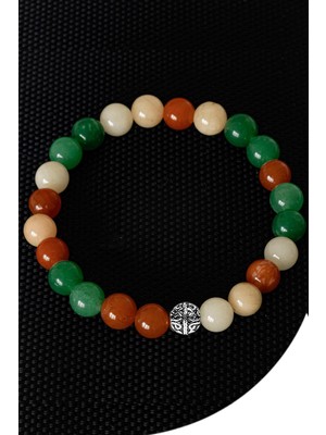 Tesbih Atölyesi Sertifikalı Öğrenci Başarı Bilekliği - Gümüş Aparatlı (Kalsit,yeşim, Akik Taşı)