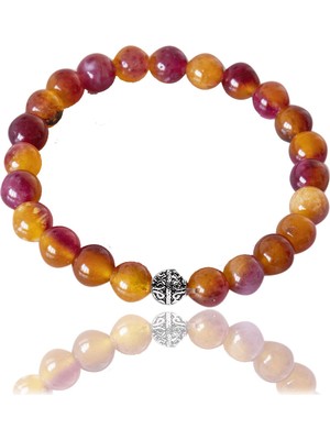 Tesbih Atölyesi Sertifikalı Sarı - Mor Kuvars Taşı Bileklik - Gümüş Aparatlı