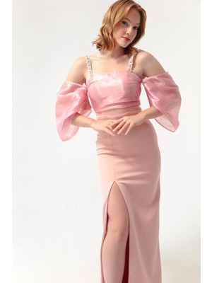 Feminist Pudra  Kolları Şifon Yırtmaçlı Abiye 9705139.79