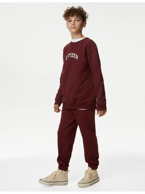 Marks & Spencer Slogan Desenli Yuvarlak Yaka Sweatshirt