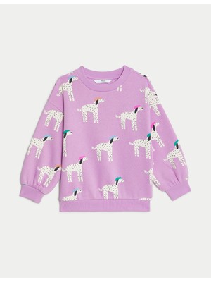 Marks & Spencer Saf Pamuklu Yuvarlak Yaka Sweatshirt