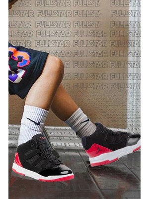 Nike Jordan Max Aura Boys Shoes Leather Hakiki Deri Bilekli Çocuk Spor Ayakkabı Siyah