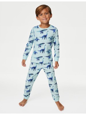 Marks & Spencer Dinozor Desenli Uzun Kollu Polar Pijama Takımı