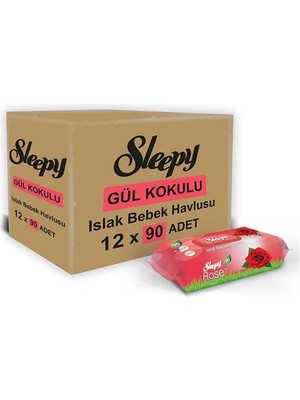 Sleepy Gül Kokulu 90 Yaprak Islak Havlu x 12'li Paket
