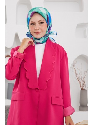 İpekhan Relax Geometrik Ala Soft Eşarp Gök Mavi 1139-06