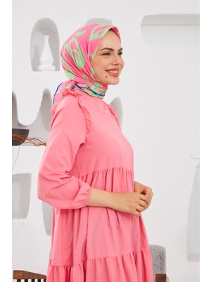 İpekhan Relax Geometrik Line Soft Eşarp Pembe 1145-17