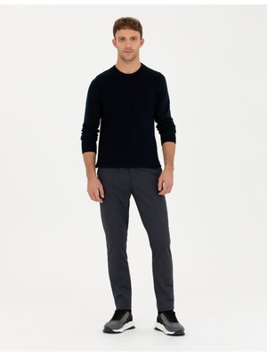 Pierre Cardin Erkek Lacivert Slim Fit Bisiklet Yaka Triko Kazak 50281823-VR033