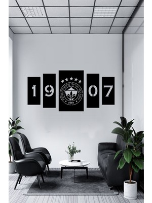 Ahşap Dünyam Ahşap Kanvas Fenerbahçe 1907 Fb 5 Yıldız Duvar Dekor Lazer Kesim Hediyelik Eşya Tablo (100cm X 50cm)