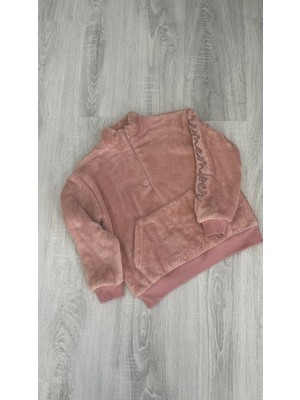 Minik Ikon Kız Çocuk Fermuarlı Dik Yaka Peluş Sweat