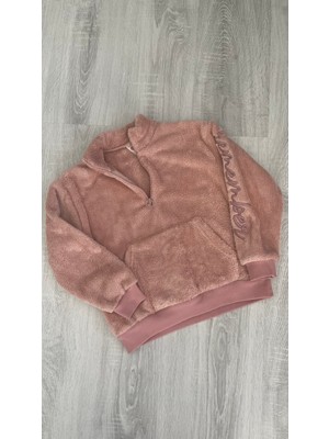 Minik Ikon Kız Çocuk Fermuarlı Dik Yaka Peluş Sweat