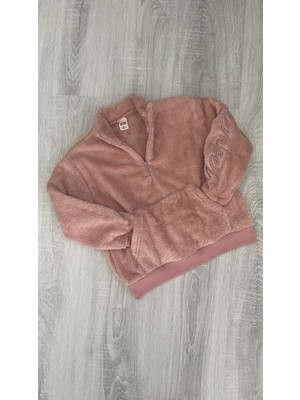 Minik Ikon Kız Çocuk Fermuarlı Dik Yaka Peluş Sweat