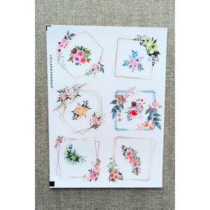 Mona Craftist 12 Adet Suluboya Vintage Çerçeve Çiçek Sticker Bullet Journal Scrapbook Laptop Sticker