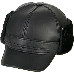 Hakiki Deri Kulaklı Siperli Kışlık Şapka