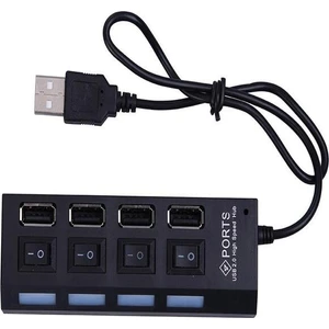 Ulu Bilgisayar 4 Port USB 2.0 Hub Çoğaltıcı Çoklayıcı Switch Işıklı Anahtarlı USB Çoğaltıcı