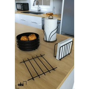 Alsi Home Lüx Paslanmaz Ekmek Sepeti ve Servis Sunum Seti Havluluk Peçetelik Nihale Ekmeklik 4'lü Set