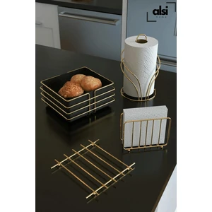 Alsi Home Ekmek Sepeti ve Servis Sunum Seti Havluluk Peçetelik Nihale Ekmeklik -4'lü Set