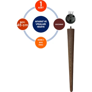 Vera Hediyelik Eşya Tekli Ceviz 45 cm Ahşap Ayak Konik Masa-Sandalye-Tabure- Sehpa Ayağı Çap:4,6cm 3301000000659