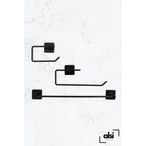 Alsi Home Yapışkanlı Siyah Uzun Havluluk Rulo Havluluk Peçetelik Wc Kağıtlık 3'lü Pratik Banyo Mutfak Set