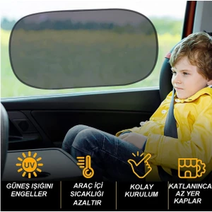 Araç Arka Yan Cam Güneşlik Vantuzlu Oto Perde Seti Araç Perdesi 2 Adet
