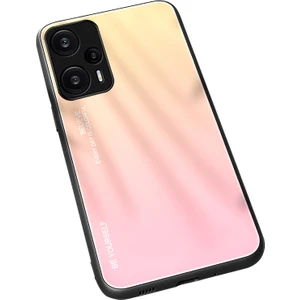 4U Sky Xiaomi Için Redmi Note 12 Turbo/poco F5 5g Gradyan Temsilli Cam Telefon Kılıfı Pc+Tpu Geri Kabuk-Gold+Pembe (Yurt Dışından)