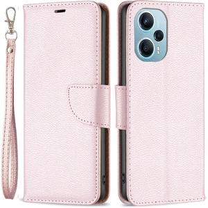 4U Sky Xiaomi Poco F5 5g/redmi Için Telefon Kapağı Not 12 Turbo, Cüzdan Pu Deri Litchi Doku Flip Stand Telefon Kılıfı Strap-Rose Altın (Yurt Dışından)