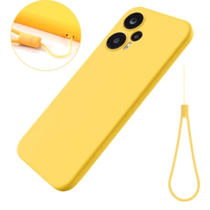 4U Sky Xiaomi Poco F5 5g/redmi Için Cep Telefonu Kapağı Not 12 Turbo, Yumuşak Astar+Sıvı Silikon Akıllı Telefon Kasası Kılıf Strap-Sarı (Yurt Dışından)